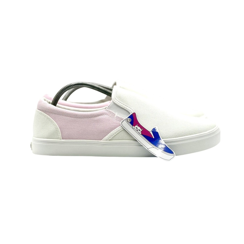 Ripndip Lord Nermal Slip On Sneakers Womens 11 White Pink Canvas Shoes RN341576